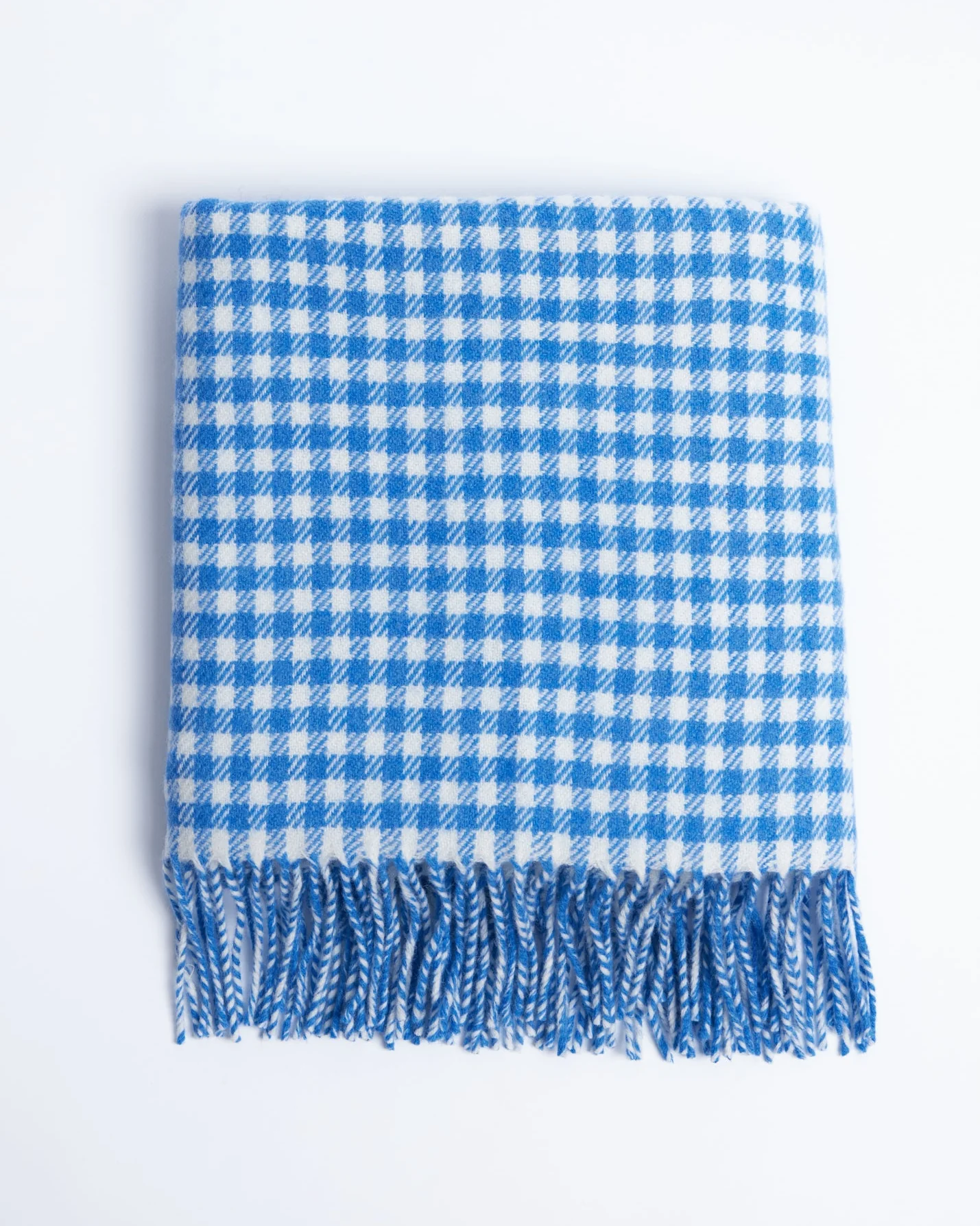 Foxford Blue Gingham Lambswool Baby Blanket - Image 4