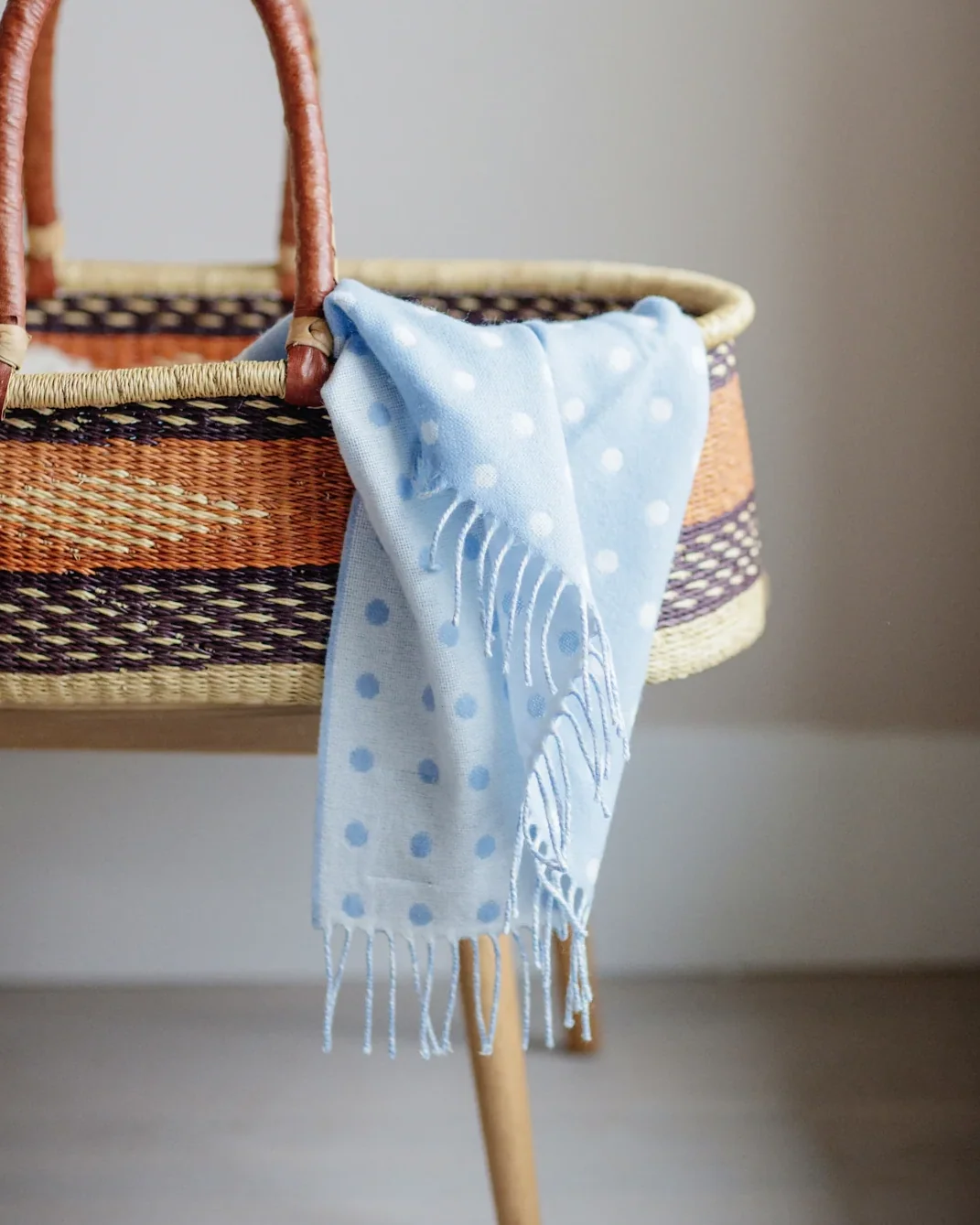 Foxford Blue Spot Lambswool Baby Blanket - Image 3