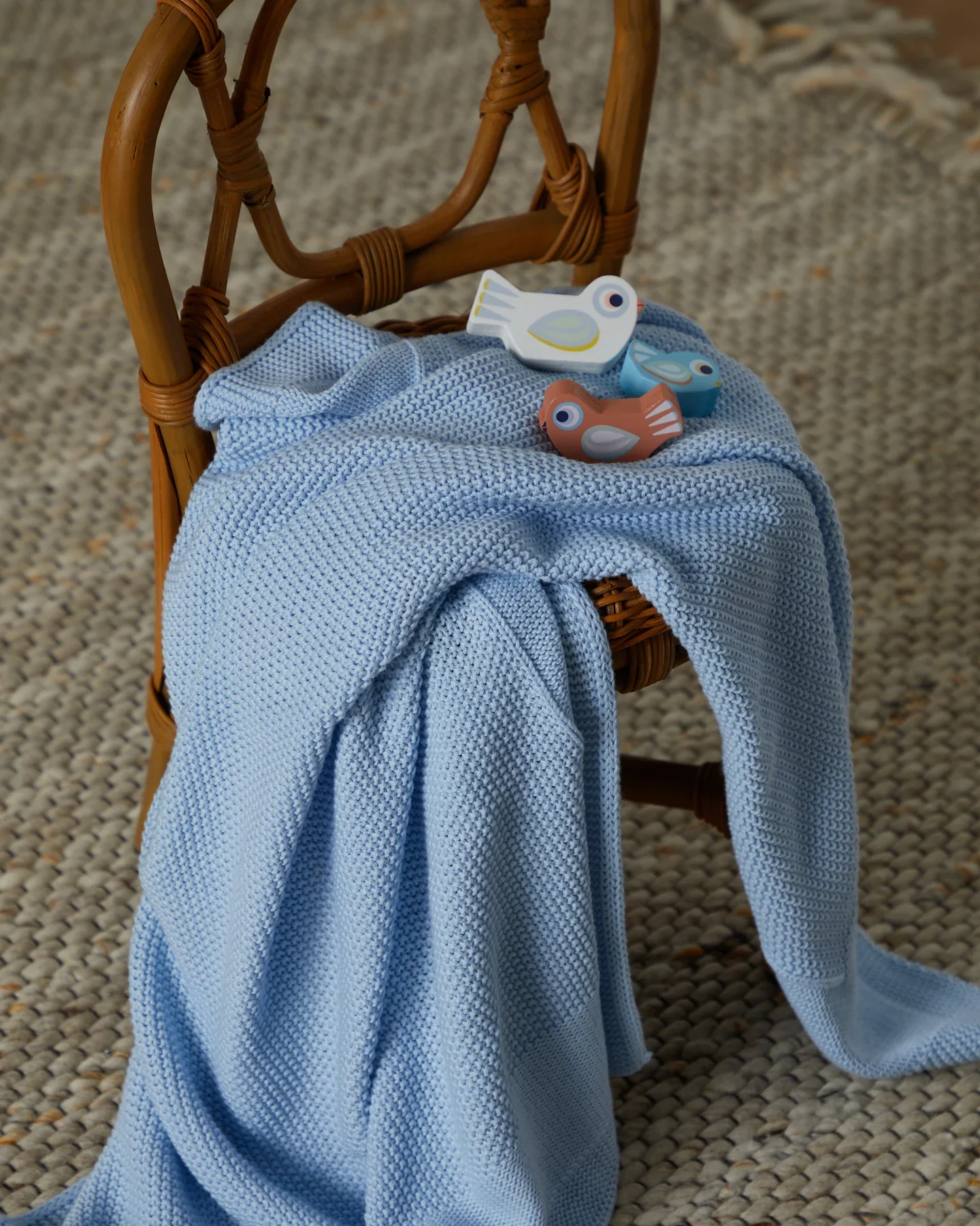 Foxford Cotton Baby Blanket- Powder Blue - Image 2