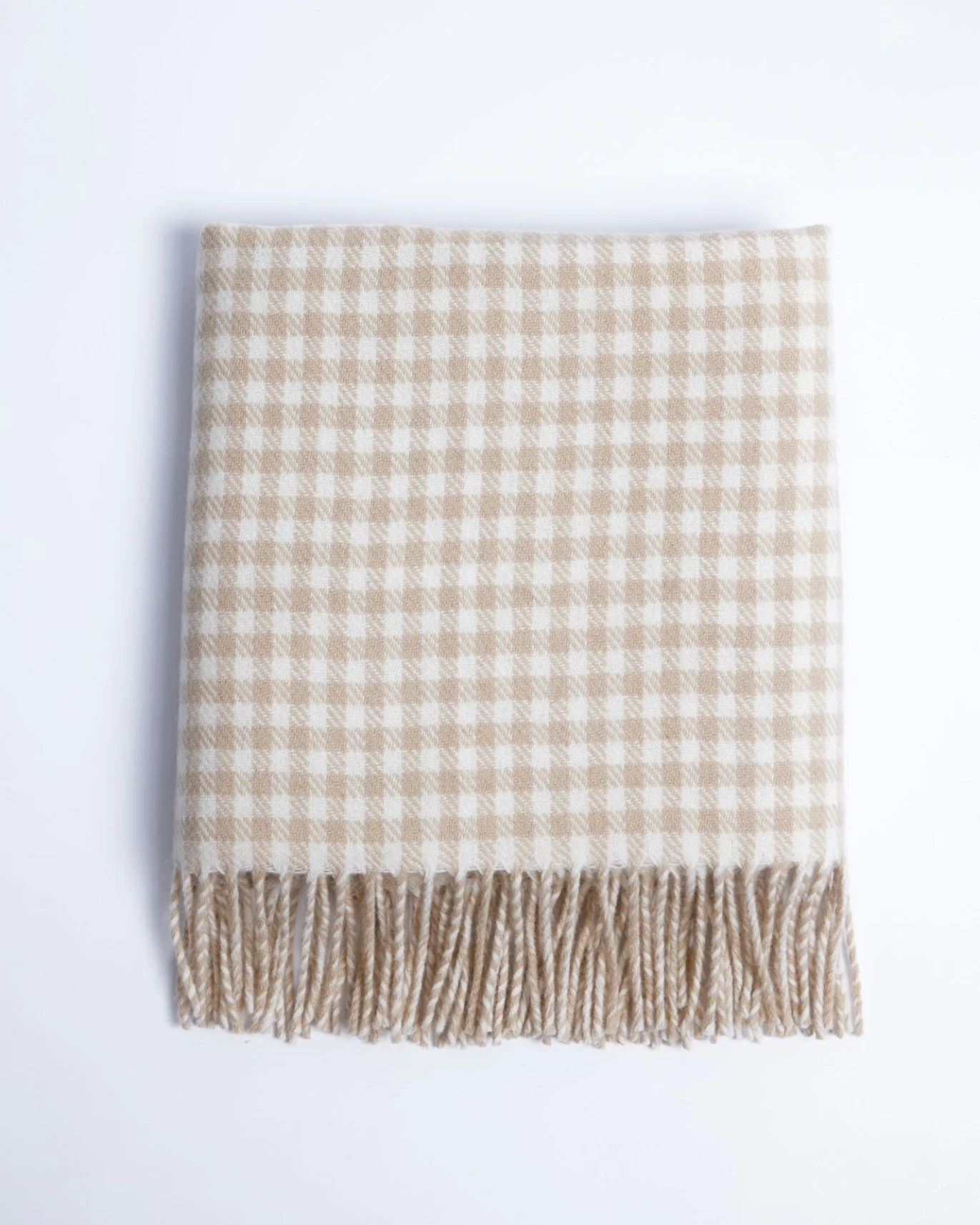Foxford Fawn Gingham Lambswool Baby Blanket - Image 4