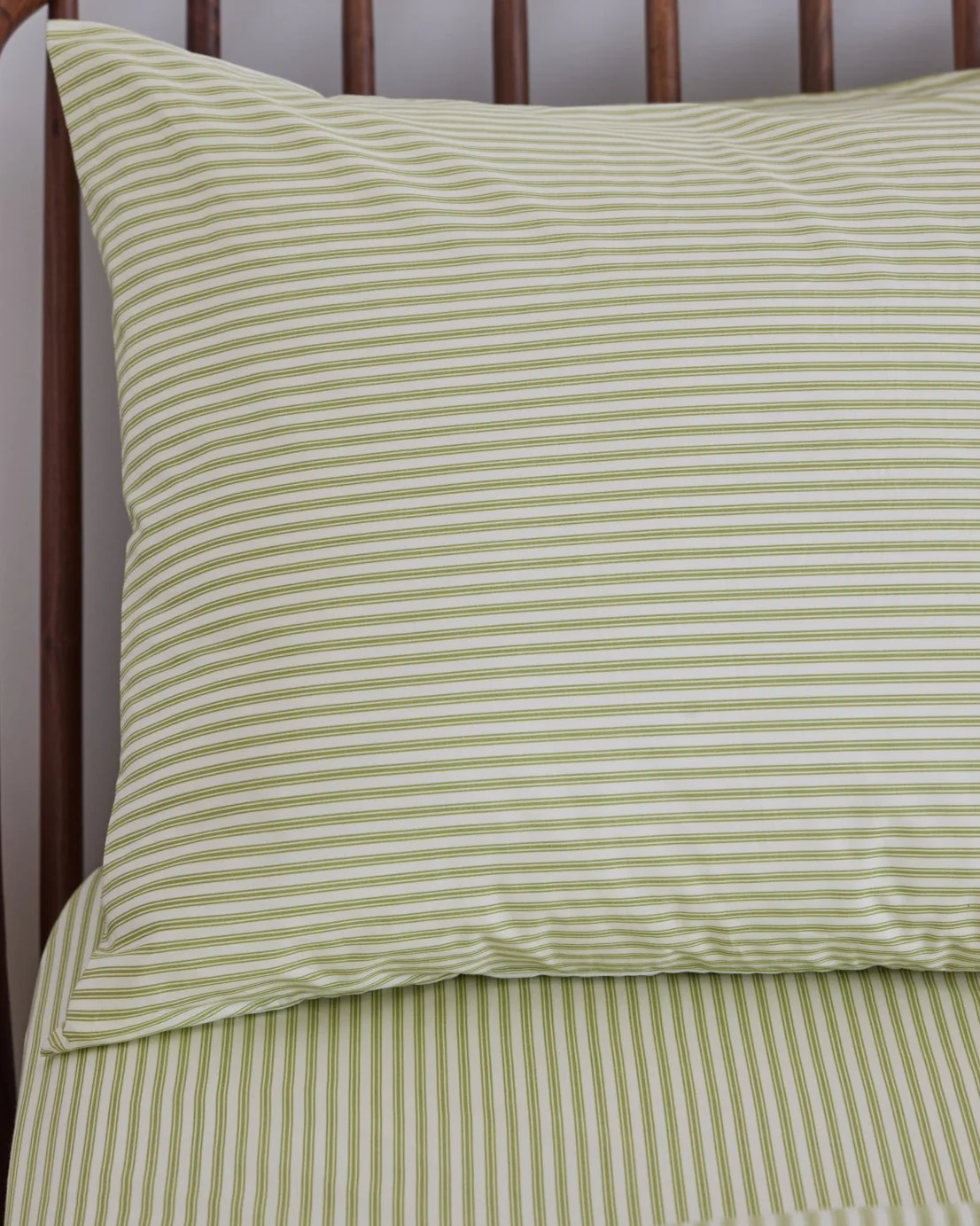 Foxford Green Ticking Pillowcase Set - Image 3