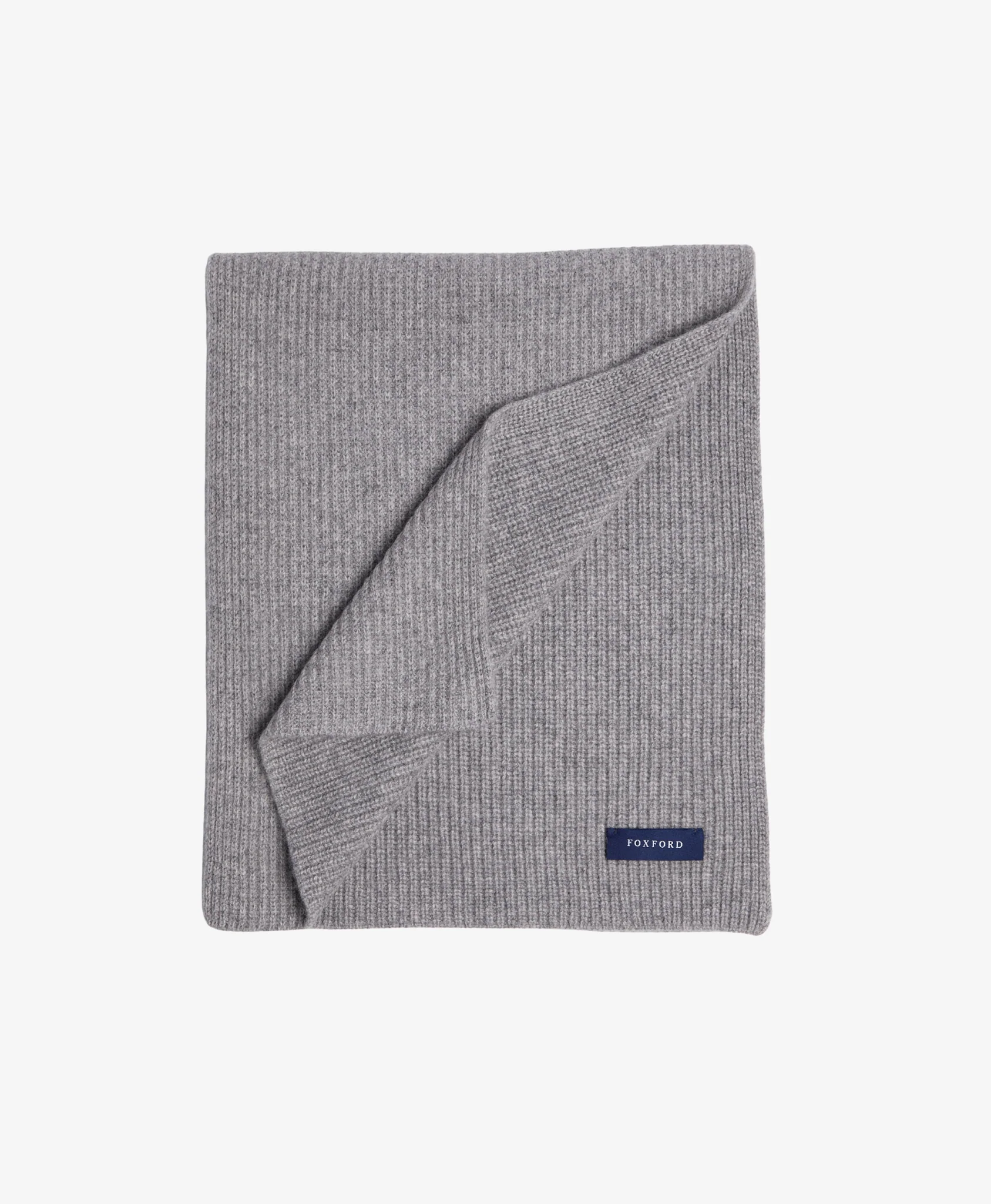 Foxford Grey Ribbed Cashmere Scarf - Image 3